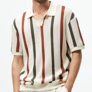 Loose fit stripe polo shirt
