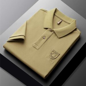 Beige color slim fit polo shirt