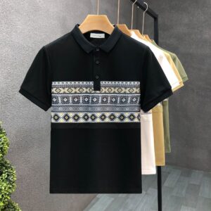 Traditional design partial printed Polo Shirt